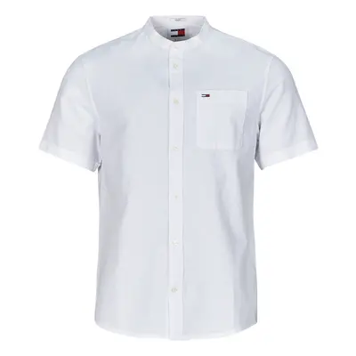 Tommy Jeans TJM REG MAO LINEN BLEND SS SHIRT Rövid ujjú ingek Fehér