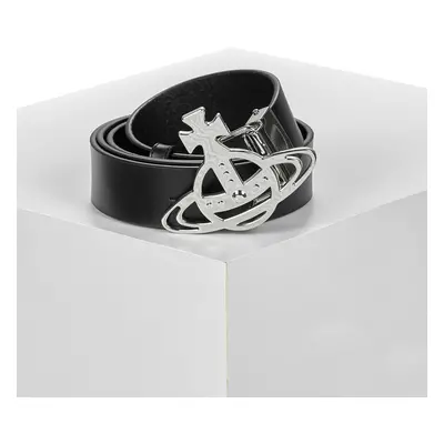 Vivienne Westwood LINE ORB BUCKLE BELT/SILVER Övek Fekete