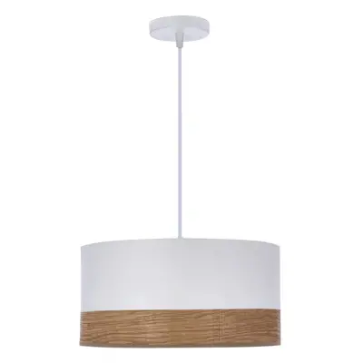 Fehér függőlámpa textil-furnér búrával ø 30 cm Bianco – Candellux Lighting