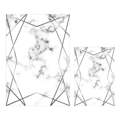 Fehér-szürke fürdőszobai kilépő szett 2 db-os 60x100 cm Geometric – Mila Home