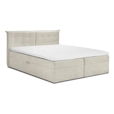 Bézs boxspring ágy tárolóhellyel 200x200 cm Echaveria – Mazzini Beds