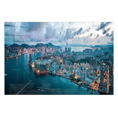 Üveg kép 100x70 cm Hongkong – Wallity