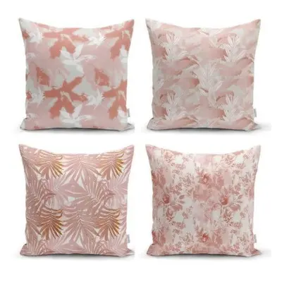 Pink Leaves 4 db-os dekorációs párnahuzat szett, 45 x 45 cm - Minimalist Cushion Covers