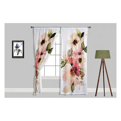 Fehér-rózsaszín függöny szett 2 db-os 140x240 cm Pastel Flowers – Oyo home