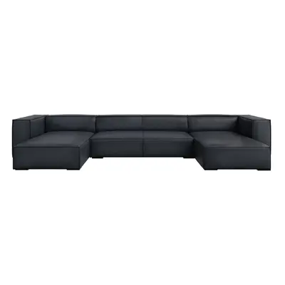 Sötétkék bőr sarokkanapé (U alakú) Madame – Windsor & Co Sofas