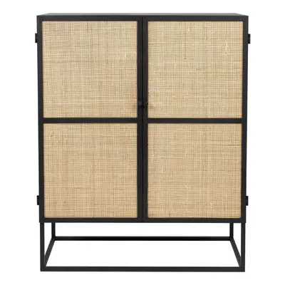 Fekete rattan magas komód 80x100 cm Guuji - White Label