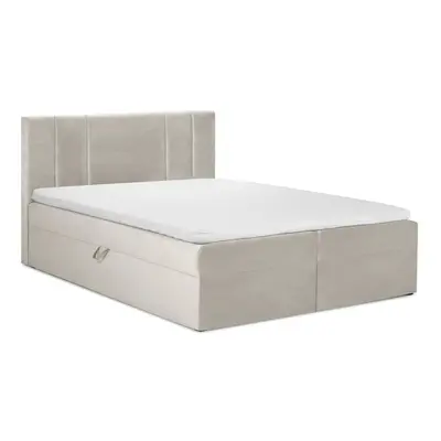 Bézs boxspring ágy tárolóhellyel 200x200 cm Afra – Mazzini Beds