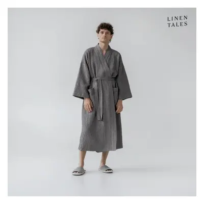 Sötétszürke fürdőköpeny XXL Honeycomb – Linen Tales