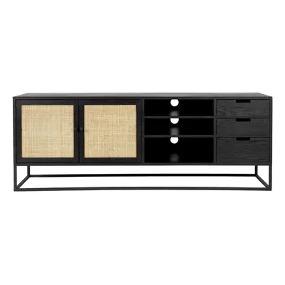 Fekete rattan TV-állvány 38x55 cm Guuji – White Label