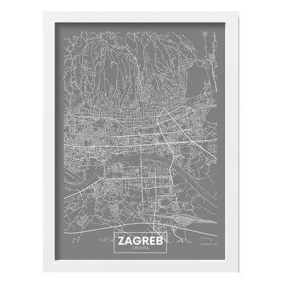 Keretezett poszter 40x55 cm Zagreb – Wallity