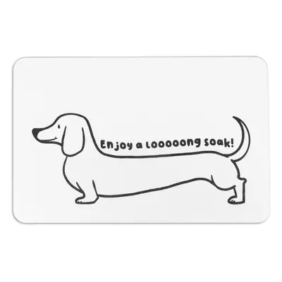 Fehér kovaföld fürdőszobai kilépő 39x60 cm Dachshund – Artsy Doormats