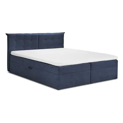 Sötétkék boxspring ágy tárolóhellyel 180x200 cm Echaveria – Mazzini Beds