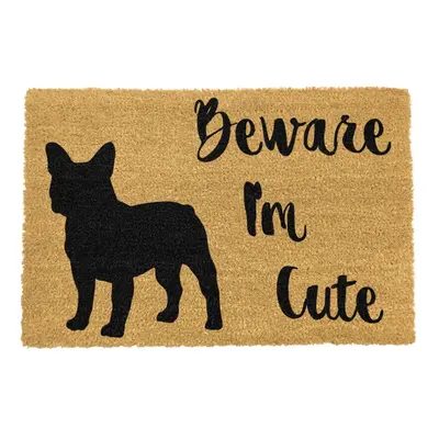 Kókuszrost lábtörlő 40x60 cm Beware I'm Cute French Bulldog – Artsy Doormats