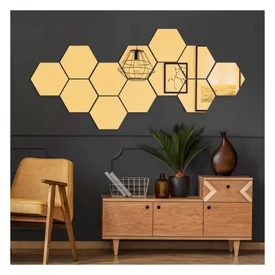 Falmatrica szett 12 db-os 17x20 cm Hexagons Gold – Ambiance