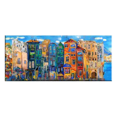 Colorful Houses kép, 140 x 60 cm - Tablo Center