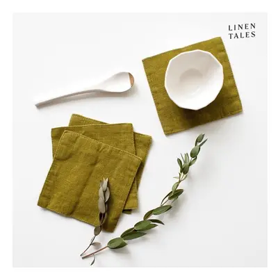 Khaki textil poháralátét szett 4 db-os – Linen Tales