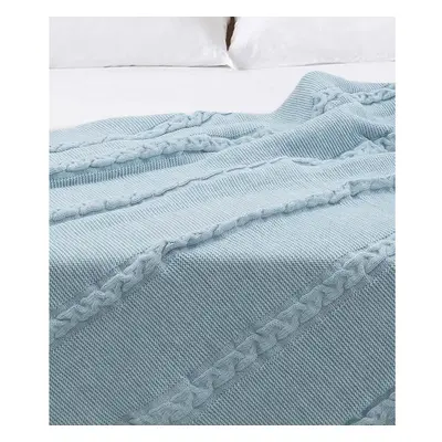 Kék pamut ágytakaró franciaágyra 200x220 cm Trenza – Oyo Concept