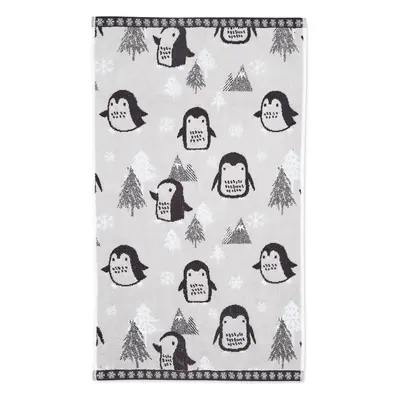 Világosszürke pamut törölköző 50x85 cm Cosy Penguin – Catherine Lansfield