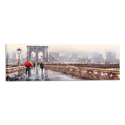 Canvas Watercolor New York Bridge fali kép, 45 x 140 cm - Styler