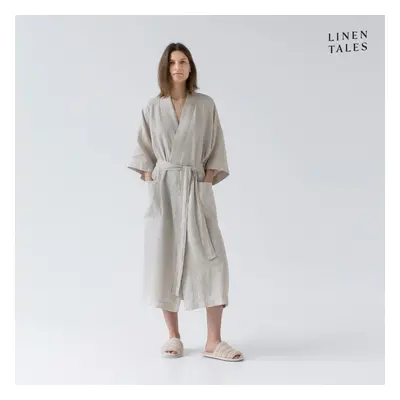 Bézs len fürdőköpeny L/XL Summer – Linen Tales