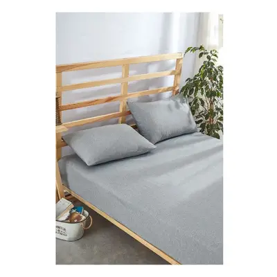 Szürke gumis pamut lepedő és párnahuzat szett 180x200 cm – Mila Home