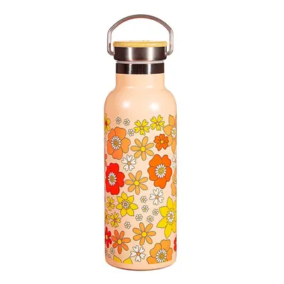 Narancssárga rozsdamentes acél gyerek ivópalack 500 ml 70s Floral - Sass & Belle