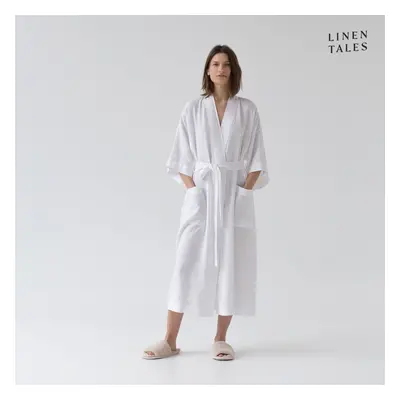 Fehér len fürdőköpeny L/XL Summer – Linen Tales