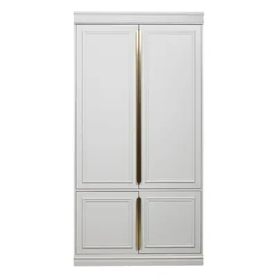 Világosszürke borovi fenyő ruhásszekrény klasszikus ajtóval 110x215 cm Organize – BePureHome