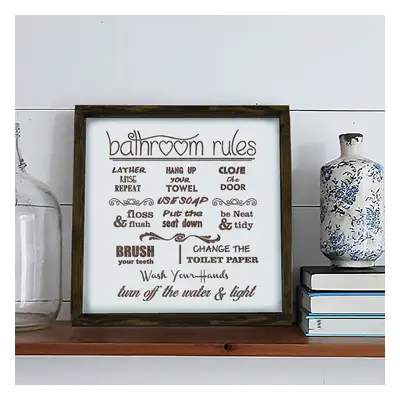 Falitábla 34x34 cm Bathroom Rules – Evila Originals