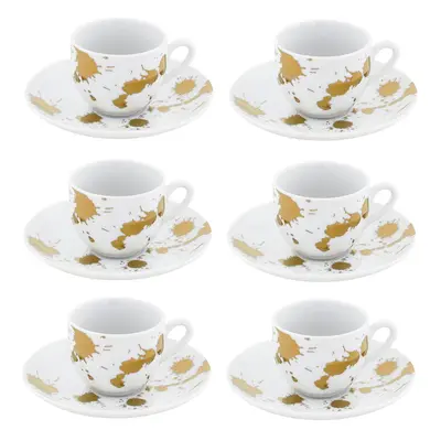 Fehér-aranyszínű porcelán csésze szett 6 db-os 50 ml Cinnamon – Villa Altachiara