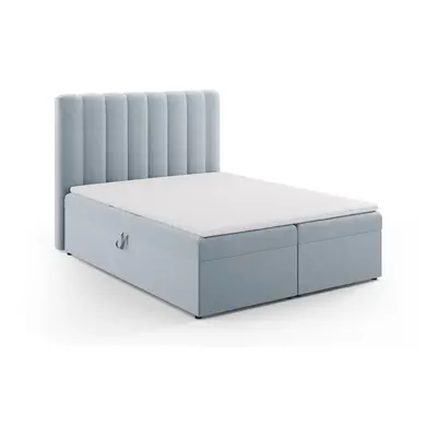 Világoskék boxspring ágy tárolóhellyel 160x200 cm Gina – Milo Casa