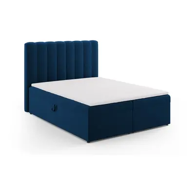 Sötétkék boxspring ágy tárolóhellyel 160x200 cm Gina – Milo Casa