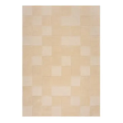 Bézs gyapjú szőnyeg 170x120 cm Checkerboard - Flair Rugs