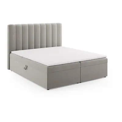 Szürke boxspring ágy tárolóhellyel 180x200 cm Gina – Milo Casa