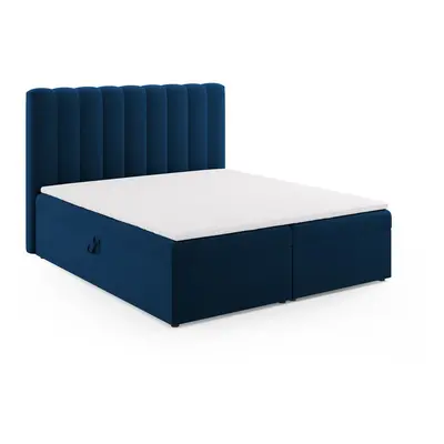 Sötétkék boxspring ágy tárolóhellyel 180x200 cm Gina – Milo Casa