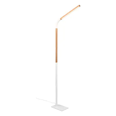 Fehér-natúr színű LED állólámpa fa búrával (magasság 169,5 cm) Norris – Trio