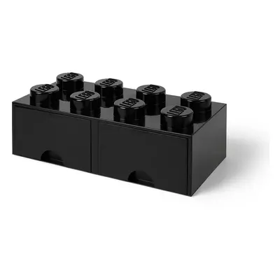 Négyszögeletes fekete tárolódoboz 2 fiókkal - LEGO®