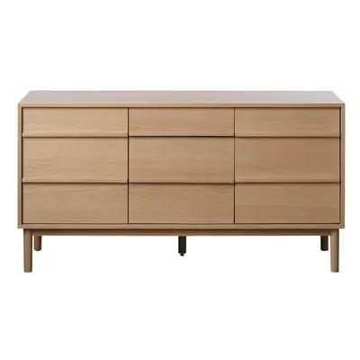 Natúr színű alacsony komód tölgyfa dekorral 75x140 cm Ponza – Unique Furniture