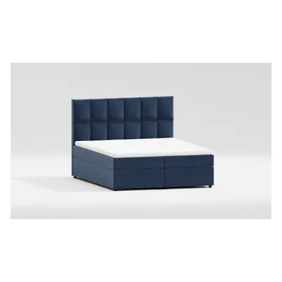 Sötétkék ágyneműtartós boxspring ágy 160x200 cm Flip – Ropez