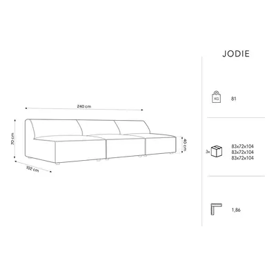 Szürke bársony kanapé 240 cm Jodie – Micadoni Home