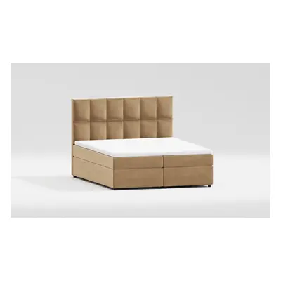 Okkersárga ágyneműtartós boxspring ágy 160x200 cm Flip – Ropez