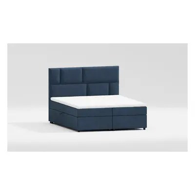 Sötétkék ágyneműtartós boxspring ágy 160x200 cm Lola – Ropez