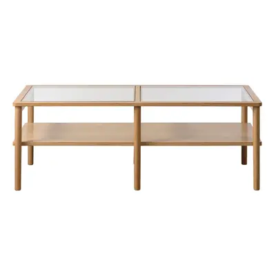 Natúr színű üveg dohányzóasztal 60x120 cm Elba – Unique Furniture