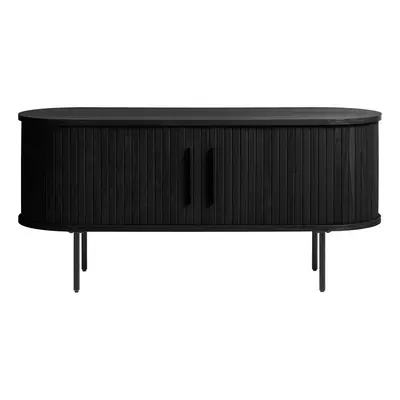 Fekete TV-állvány tölgyfa dekorral 120x56 cm Nola – Unique Furniture