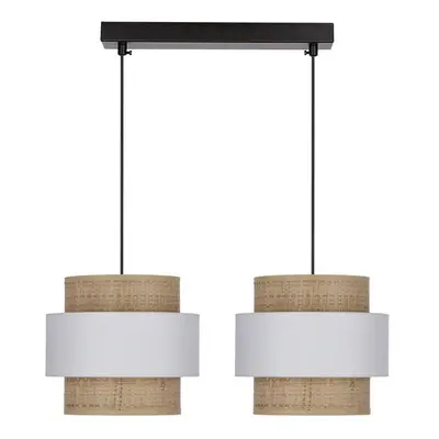 Fehér-natúr színű függőlámpa rattan búrával ø 20 cm Rattan – Candellux Lighting