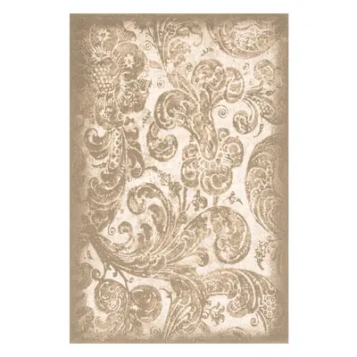 Bézs gyapjú szőnyeg 133x190 cm Damask – Agnella