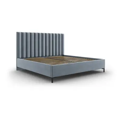 Világoskék kárpitozott ágyneműtartós franciaágy ágyráccsal 200x200 cm Casey – Mazzini Beds