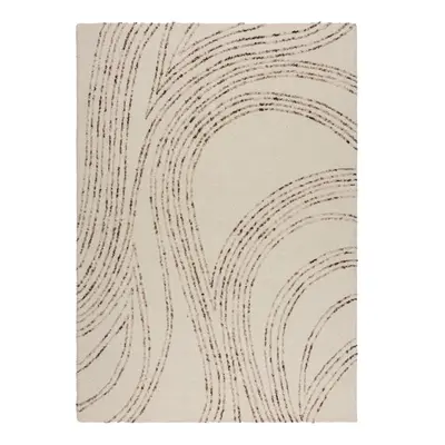 Barna-krémszínű gyapjú szőnyeg 80x150 cm Abstract Swirl – Flair Rugs