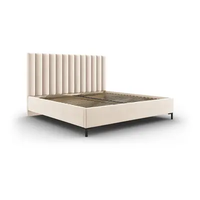 Bézs kárpitozott ágyneműtartós franciaágy ágyráccsal 180x200 cm Casey – Mazzini Beds