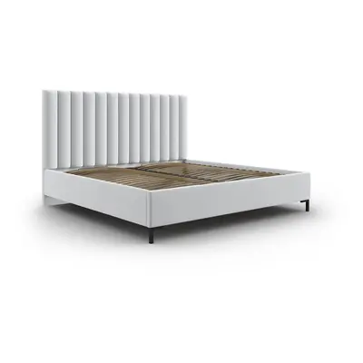 Világosszürke kárpitozott ágyneműtartós franciaágy ágyráccsal 180x200 cm Casey – Mazzini Beds